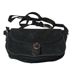 Emma Fox Elegant Black Sueded Shoulder Bag